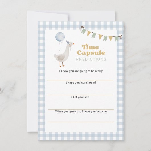 1つのシリ―なガチョウのタイムカプセル メッセージカード 招待状 (正面)