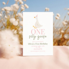 1つのシリ―なゴ―ルピンクとグリーン 招待状