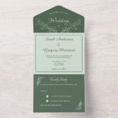 1つのシンプル結婚式のすべてのフローラを招待 オールインワン招待状 (内側)