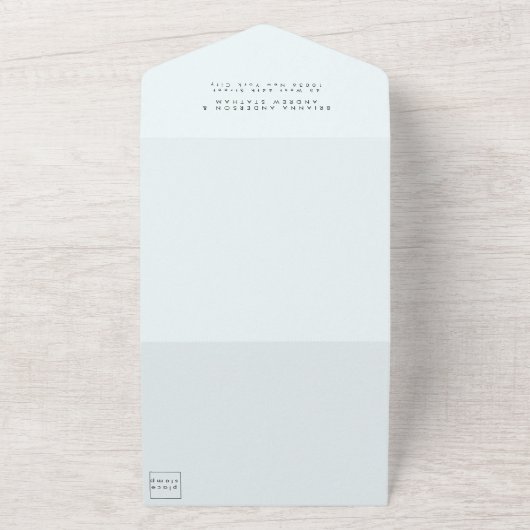 1つのシンプル結婚式の招待ですべての写真 オールインワン招待状 (外側)