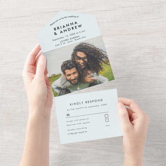 1つのシンプル結婚式の招待ですべての写真 オールインワン招待状 (貼ってはがせる)