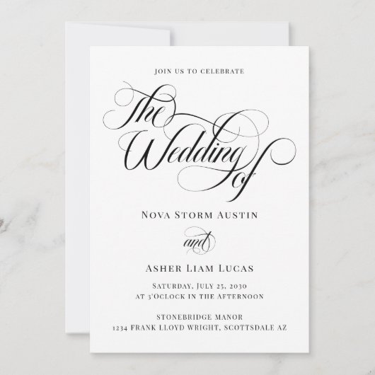 1つのシンプルQRコーエレガントドでクラス分け結婚済み 招待状 (正面)