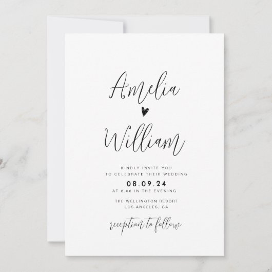 1つのシンプルQRコード内のスクリプ結婚ト 招待状 (正面)