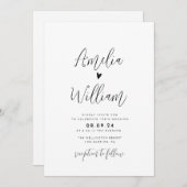 1つのシンプルQRコード内のスクリプ結婚ト 招待状 (正面/裏面)