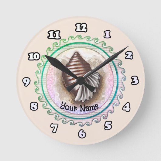 1つのシーシェル時計 ラウンド壁時計 (正面)