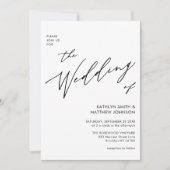 1つのスクリプトで白黒モダンをすべて結婚表示 招待状 (正面)