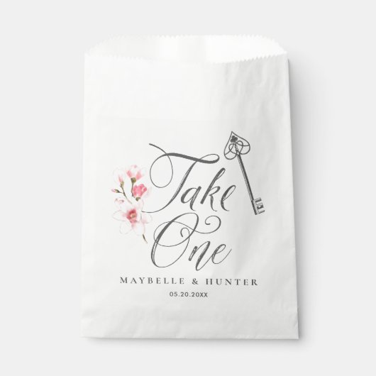 1つのスクリプトエレガントヴィンテージ鍵と花模様 フェイバーバッグ (正面)