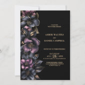 1つのスタイリッシュほこりっぽいピンク色の灰色のフローラ結婚 招待状 (正面)