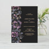 1つのスタイリッシュほこりっぽいピンク色の灰色のフローラ結婚 招待状 (スタンド正面)