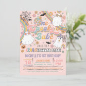 1つのスポーキーなベイビーの誕生日招待状 - 女の子(ピンク) 招待状 (スタンド正面)