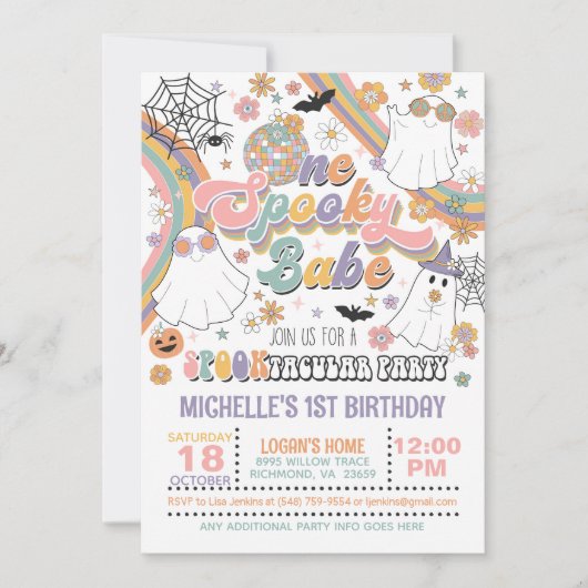 1つのスポーキーなベイビーの誕生日招待状 - 女の子（ホワイト） 招待状 (正面)