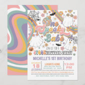1つのスポーキーなベイビーの誕生日招待状 - 女の子（ホワイト） 招待状 (正面/裏面)