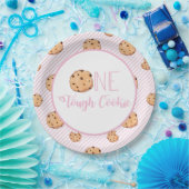 1つのタフなクッキーとピンクのストライプ誕生日 ペーパープレート (パーティー)