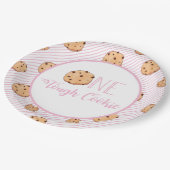 1つのタフなクッキーとピンクのストライプ誕生日 ペーパープレート (アングル)