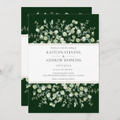 1つのダークグリーンのユーカリ結婚プタス 招待状 (正面/裏面)