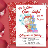 1つのダーフルな年のクリスマスの最初の誕生日 招待状