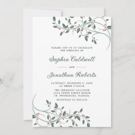 1つのデリケートなクリスマスボタニカル結婚の 招待状
