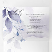 1つのトリフォルの水の色の紫結婚色の葉 三つ折り招待状 (内部最初)