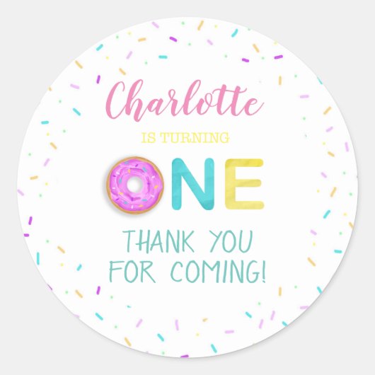 1つのドーナツの誕生日 ラウンドシール (正面)