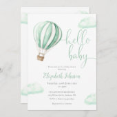 1つのニュートラルなベビーシャワーで熱気球 招待状 (正面/裏面)