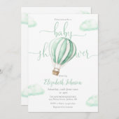 1つのニュートラルなベビーシャワーで熱気球 招待状 (正面/裏面)