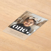 1つのハートフォトファースト誕生日招待状 アクリル招待状 (レイダウン)