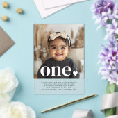 1つのハートフォトファースト誕生日招待状 アクリル招待状 (インサイチュ (ウェディング))