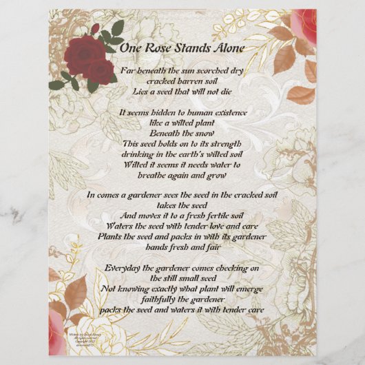 1つのバラが孤独に立つ ヴィンテージ個人ステーショナリー (正面)
