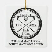 1つのパーソナライズされたレトロセラミックまたは名前のゴルフホール セラミックオーナメント (裏面)