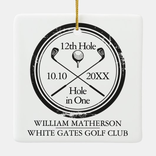 1つのパーソナライズされたレトロセラミックまたは名前のゴルフホール セラミックオーナメント (裏面)