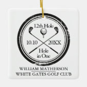 1つのパーソナライズされたレトロセラミックまたは名前のゴルフホール セラミックオーナメント (正面)