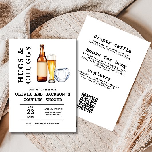 1つのビールですべてのおむつカップル赤ちゃんシャワー 招待状