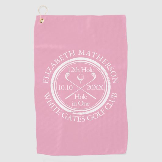 1つのピンククラシックの穴エレガント ゴルフタオル (正面)