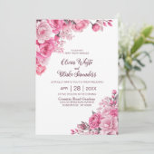1つのピンク素朴のフローラ結婚で 招待状 (スタンド正面)