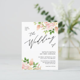 1つのピンク色のバラの緑のQRコード結婚すべて インビテーションポストカード