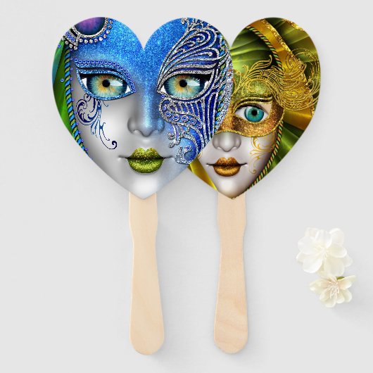 1つのファンに2つの仮装マスク ハンドファン (正面&裏面)