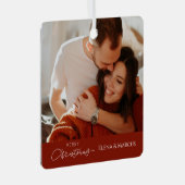 1つのフォトカップル名メリーChristias Tree メタルオーナメント (正面右)