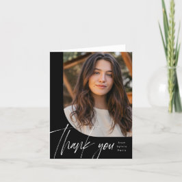 1つのフォトブラモダンッシュスクリプトの卒業 サンキューカード