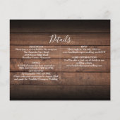 1つのフォト結婚式招待状ですべて素朴の予算を設定 (裏面)