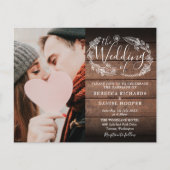 1つのフォト結婚式招待状ですべて素朴の予算を設定 (正面)