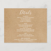 1つのフォト結婚式招待状ですべて素朴の予算を設定 (裏面)