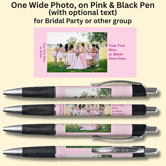 1つのブライダルパーティ写真と文字のピンクと黒 ボールペン