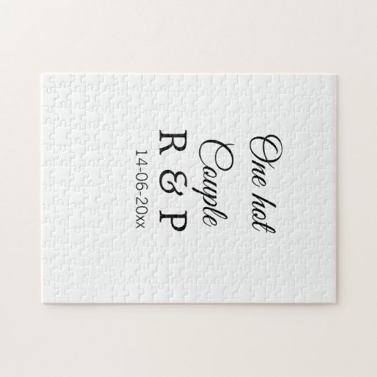 1つのホットアドカップル名イニシャル文字文字日 ジグソーパズル (横)