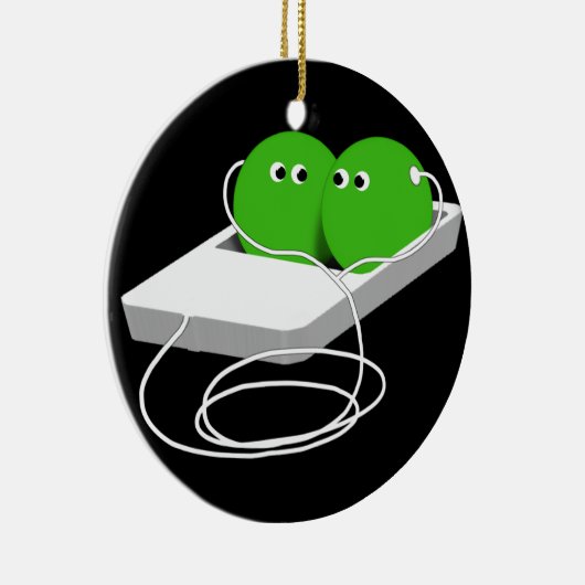 1つのポッドに2つのエンドウ豆(テキストを追加) セラミックオーナメント (右)