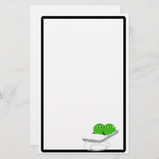 1つのポッドに2つのエンドウ豆(テキストを追加) 便箋 (正面/裏面)