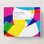 1つのポップ・アートの結婚式の招待で色をすべて付ける オールインワン招待状 (裏面)