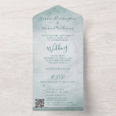 1つのミニマル結婚式の招待ですべての水色 オールインワン招待状 (内側)