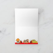 1つのメリークリスマスカード子犬の赤の3つの写真を加えて下さい シーズンカード (内部)