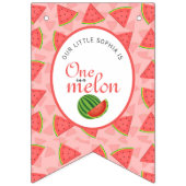 1つのメロンの1つ最初の誕生日スイカ写真バント バンティングフラッグ (第1の旗)