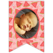 1つのメロンの1つ最初の誕生日スイカ写真バント バンティングフラッグ (第3の旗)